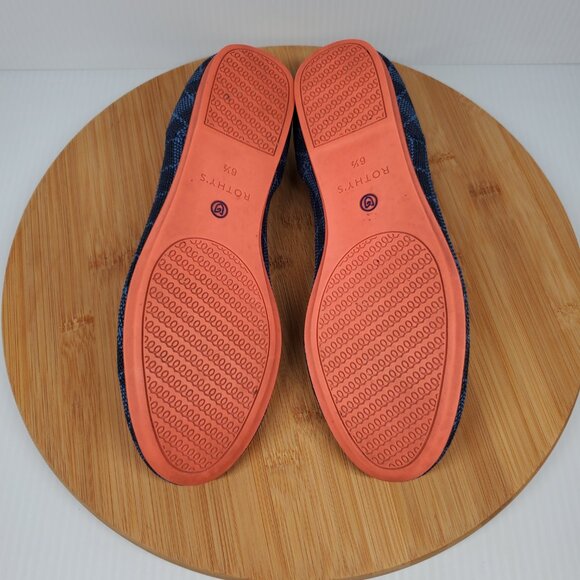 Rothy’s The Flat Rounded Toe Indigo Gingham Slip On Ballet Shoes Wmn SZ 6.5 - Picture 5 of 6